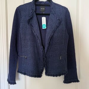 NWT Nic & Zoe Mila fringed jacket, Medium, Navy Blue
